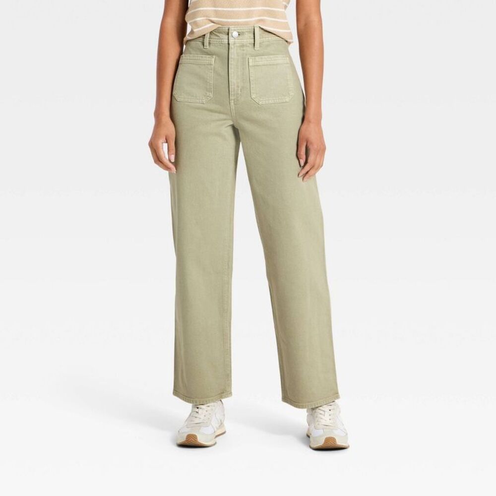 Women's High-Rise Sailor Straight Jeans - Universal Thread Light Green 14